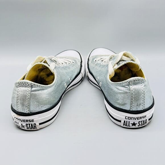 Converse Shoes Womens 7 Silver Blue Metallic Low Top Ox Chuck Taylor All Star - Picture 7 of 11